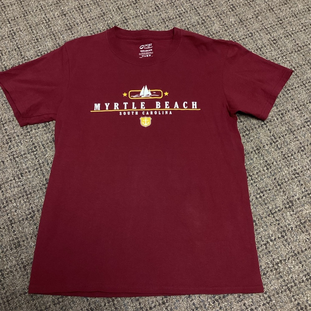 Maroon Burgundy Myrtle Beach, South Carolina T-Shirt * Size Boys Large